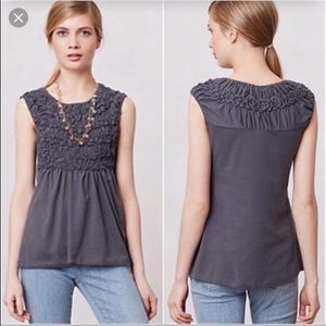 Anthropologie Deletta Smocked Cadence Top Sz S